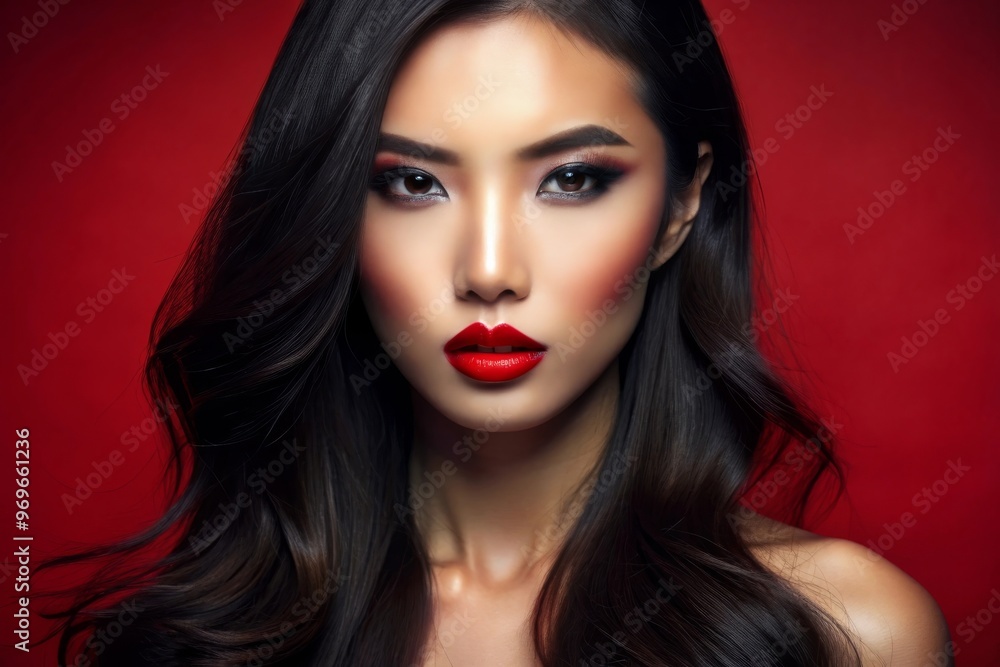 sensual glamour portrait of beautiful woman model lady with fresh daily makeup with red lips color and clean healthy skin face sensual glamour portrait of beautiful woman model lady with fresh daily makeup with red lips color and clean healthy skin face