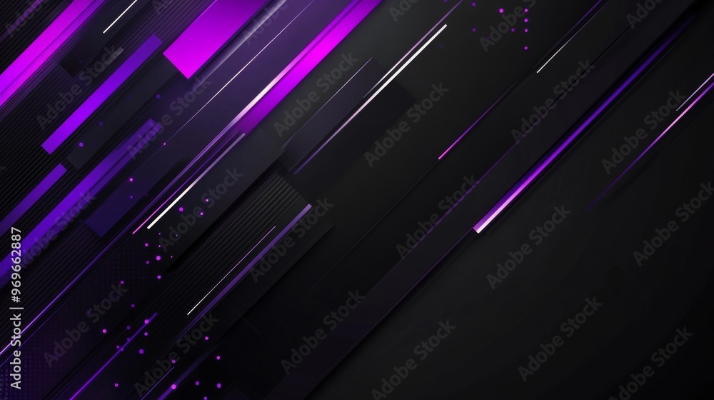 Purple neon light. Lens flare overlay. Bokeh fluorescent flash gleam. Defocused purple color flecks on dark black abstract background. Purple neon light. Lens flare overlay. Bokeh fluorescent flash gleam. Defocused purple color flecks on dark black abstract background.