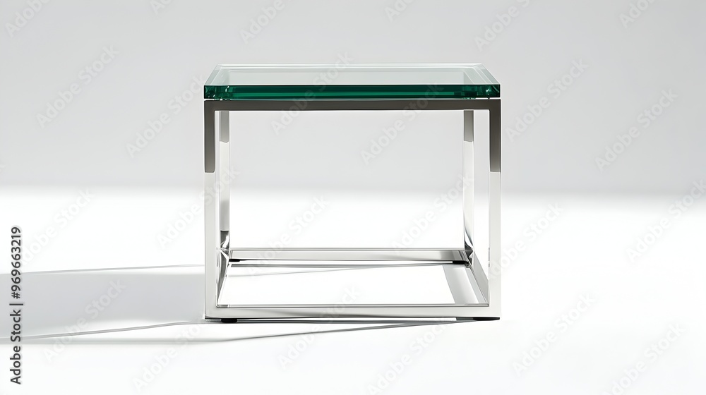 Minimalist Glass End Table with Sleek Stainless Steel Frame Elegantly Displayed on a Clean White Background for Interior Design Home Decor or Product Photography Minimalist Glass End Table with Sleek Stainless Steel Frame Elegantly Displayed on a Clean White Background for Interior Design Home Decor or Product Photography