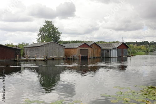 Alte Bootshäuser im Hafen von Plau am See photo