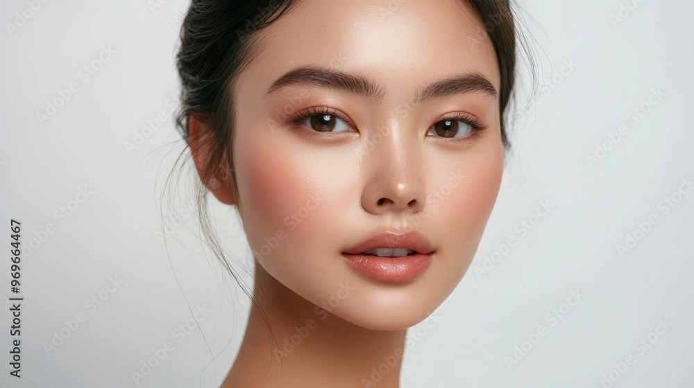 Close Up Portrait Of Beautiful Woman With Clear Skin. Close Up Portrait Of Beautiful Woman With Clear Skin.