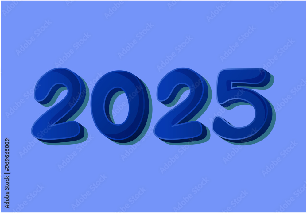 Happy New Year 2025 3D Realistic Decoration Blue Abstract Design Logo Symbol Vector Illustration Happy New Year 2025 3D Realistic Decoration Blue Abstract Design Logo Symbol Vector Illustration