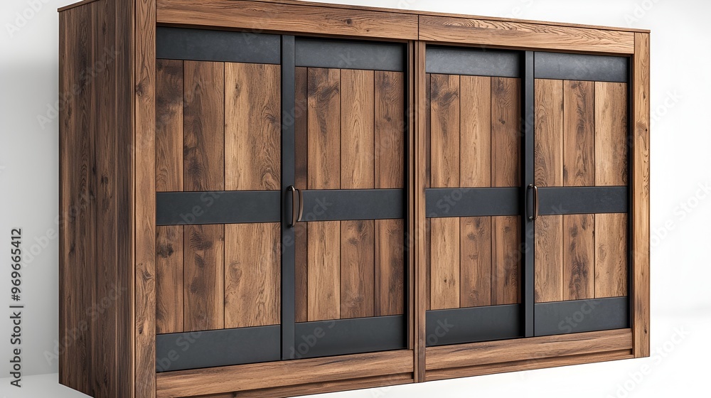 Minimalist Wardrobe with Double Doors Isolated on a Clean White Background Providing Ample Storage and a Sophisticated Interior Design Solution Minimalist Wardrobe with Double Doors Isolated on a Clean White Background Providing Ample Storage and a Sophisticated Interior Design Solution