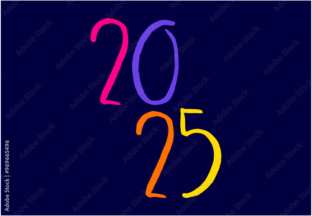 Fototapeta premium 2025 Happy New Year Multicolor Design Abstract Logo Symbol Vector Illustration