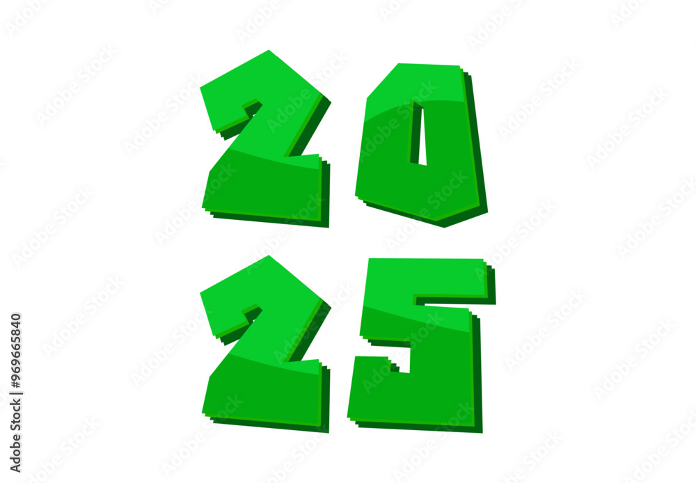 2025 Happy New Year Realistic Decoration Green Design Abstract Logo Symbol Vector Illustration 2025 Happy New Year Realistic Decoration Green Design Abstract Logo Symbol Vector Illustration