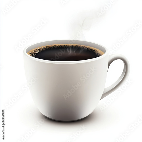 A steaming cup of coffee sits invitingly, showcasing its rich, dark color and aromatic steam rising gently. Perfect for cozy moment or refreshing start to day