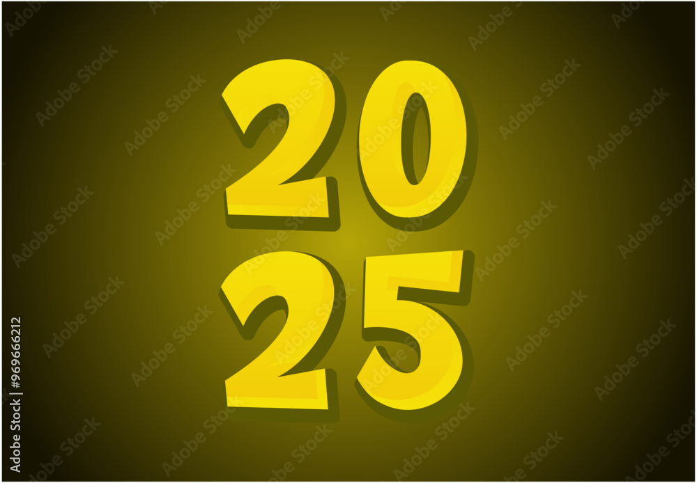 Happy New Year 2025 Realistic Decoration Yellow Design Abstract Logo Symbol Vector Illustration Happy New Year 2025 Realistic Decoration Yellow Design Abstract Logo Symbol Vector Illustration