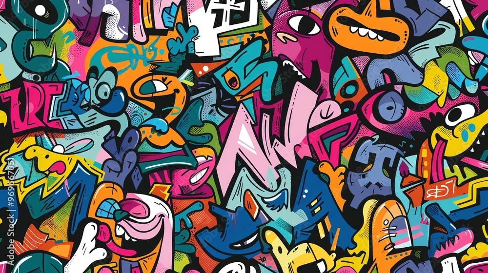 Cartoon style street art pattern wallpaper Cartoon style street art pattern wallpaper