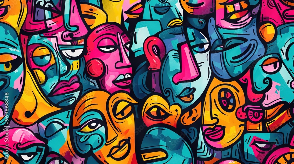Cartoon style street art pattern wallpaper Cartoon style street art pattern wallpaper
