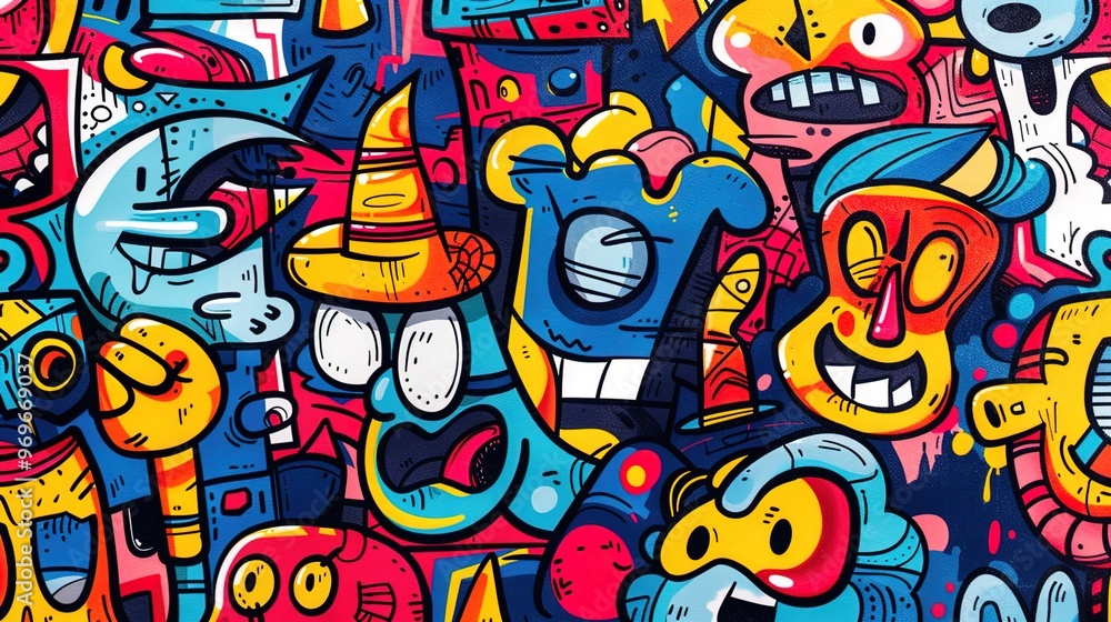 Cartoon street art pattern wallpaper Cartoon street art pattern wallpaper