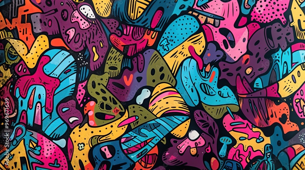 Cartoon street art pattern wallpaper Cartoon street art pattern wallpaper
