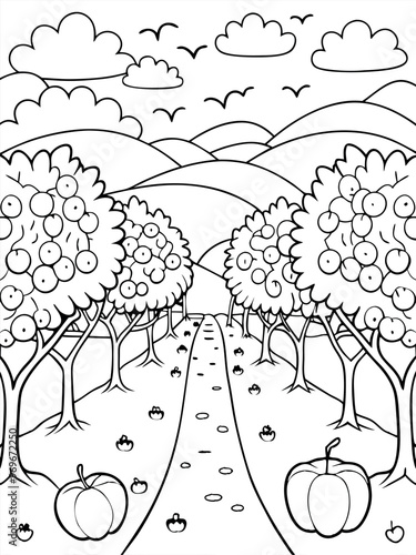 Apple Orchard Adventures: Engaging Coloring Pages for Nature Lovers