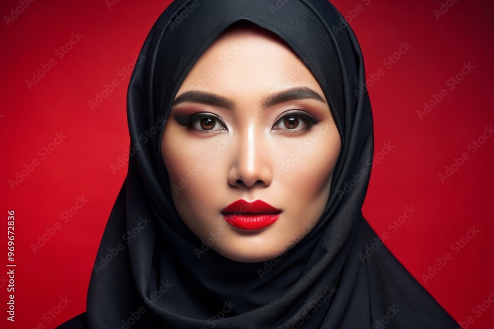 Beautiful young woman in hijab with plump red Lips Beautiful young woman in hijab with plump red Lips