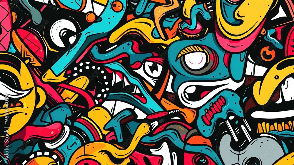 Cartoon street art pattern wallpaper Cartoon street art pattern wallpaper