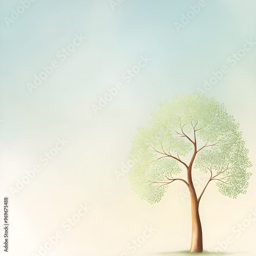 Tree neutral backdrop like a clear sky.
