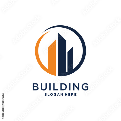 Logo building with a simple and minimalist concept