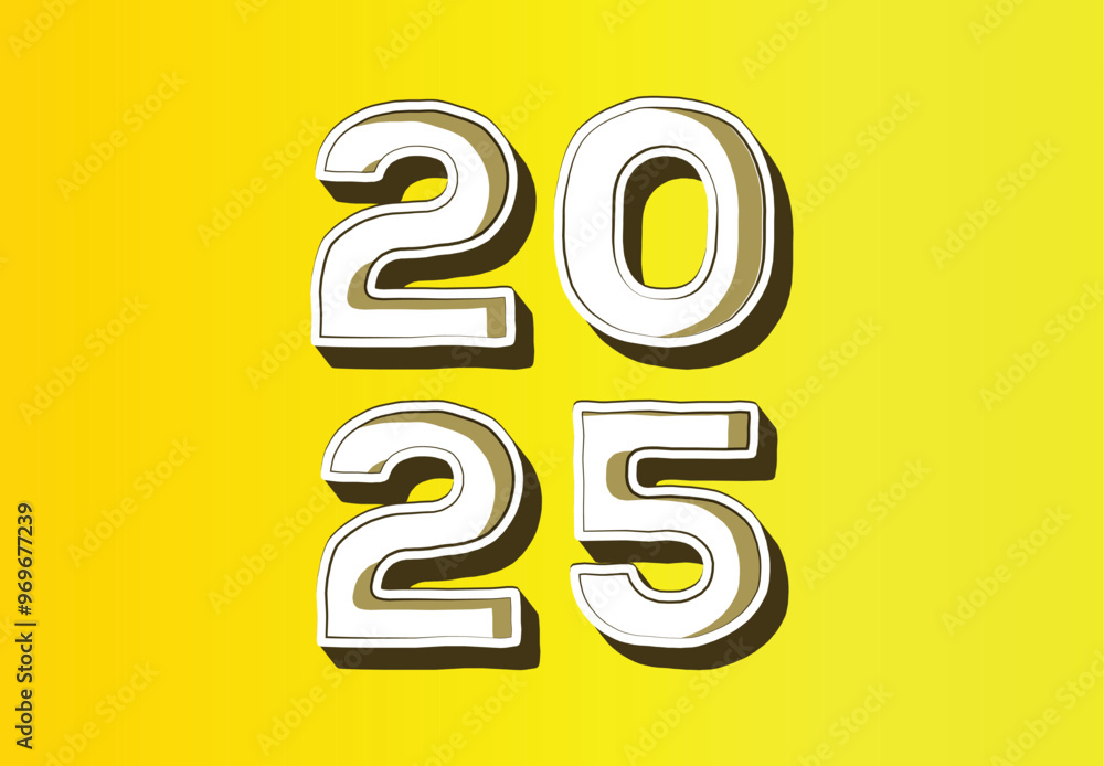 Happy New Year 2025 Design Yellow Typography Realistic Abstract Logo Symbol Vector Illustration Happy New Year 2025 Design Yellow Typography Realistic Abstract Logo Symbol Vector Illustration