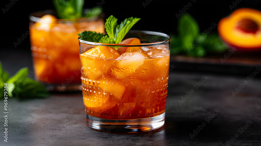 Three Ice Cold Bourbon Peach Smash Cocktails Three Ice Cold Bourbon Peach Smash Cocktails