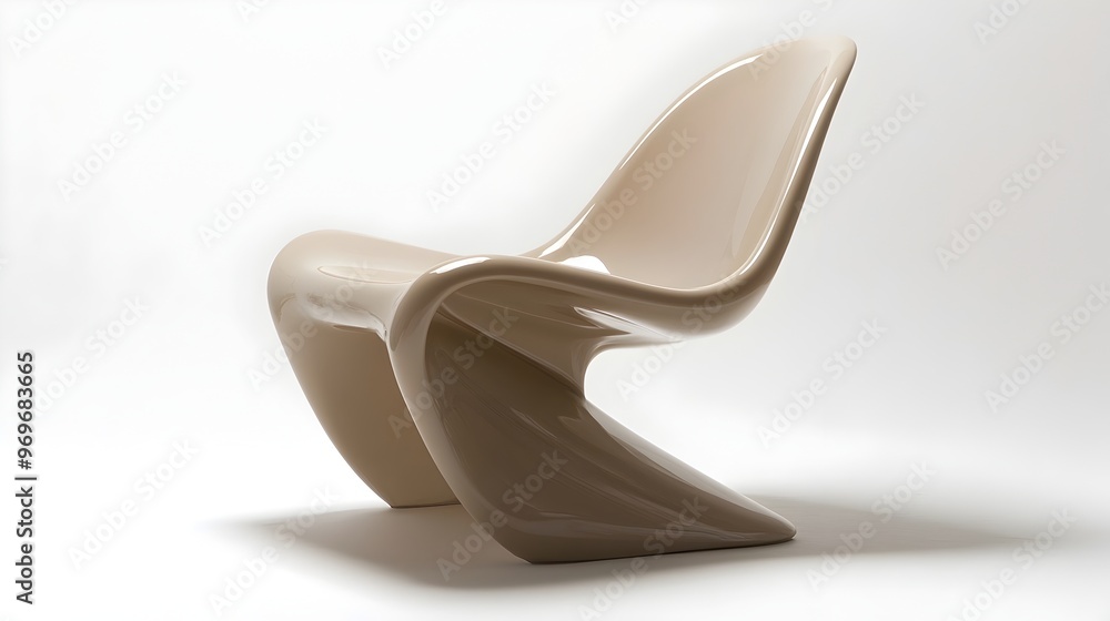 Smooth Curved Contemporary Plastic Chair on White Background Smooth Curved Contemporary Plastic Chair on White Background