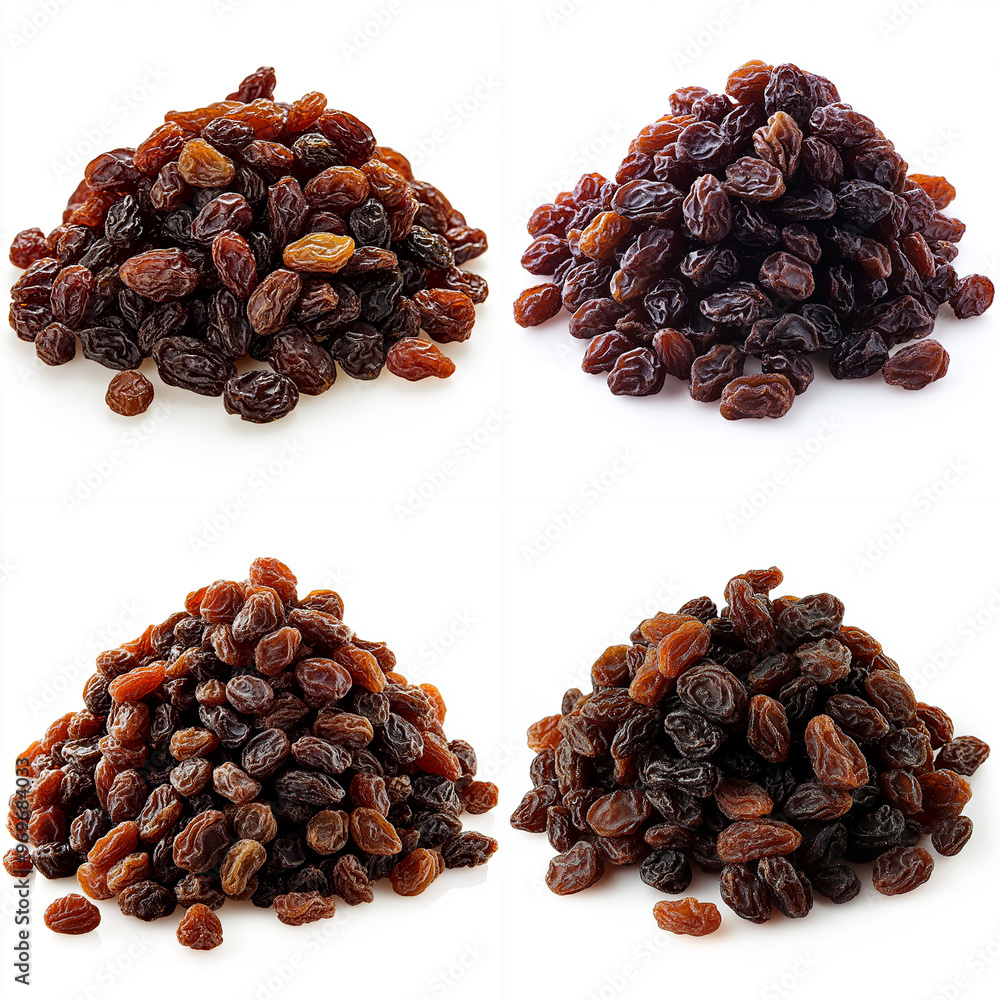 Fototapeta premium Pile of raisins isolated on a white background