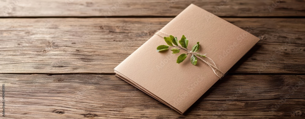 A minimalist notebook with a branch resting on it, placed on a rustic wooden surface, perfect for creative inspiration. A minimalist notebook with a branch resting on it, placed on a rustic wooden surface, perfect for creative inspiration.