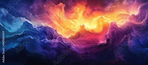 Abstract Cosmic Landscape with Vivid Colors and Wavy Lines