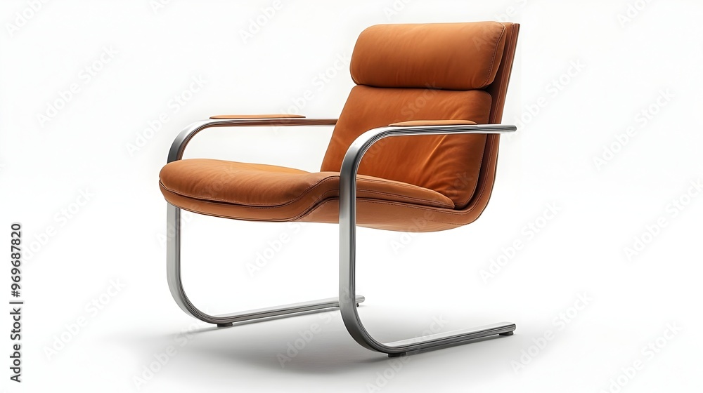 Striking image of a modern cantilever chair with a minimalist metal frame isolated on a clean white background The chair s simple yet elegant design showcases the beauty of functional Striking image of a modern cantilever chair with a minimalist metal frame isolated on a clean white background The chair s simple yet elegant design showcases the beauty of functional