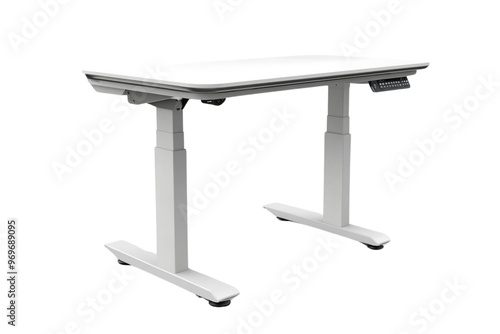 White Laptop Table on Wheels Height Adjustable Desk PNG on Transparent White Background