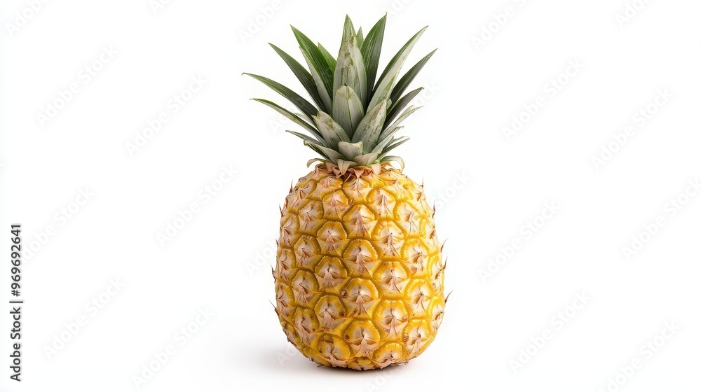 Fresh and vibrant pineapple with green leaves, perfect for culinary uses and tropical themes. Fresh and vibrant pineapple with green leaves, perfect for culinary uses and tropical themes.