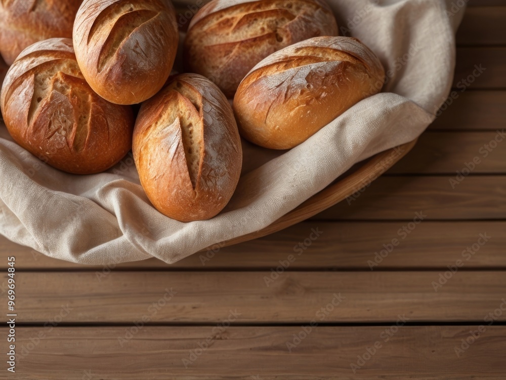 Freshly Baked Artisan Bread on Rustic Wooden Table. Freshly Baked Artisan Bread on Rustic Wooden Table.