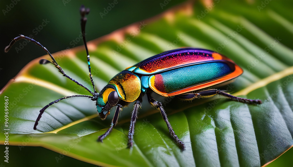 Jungle Insects- A Detailed Close-Up of a Colorful Jungle Beetle Jungle Insects- A Detailed Close-Up of a Colorful Jungle Beetle