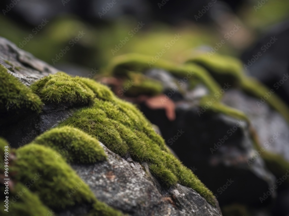 Mossy Crevice in Rugged Rock Formation Closeup. Mossy Crevice in Rugged Rock Formation Closeup.