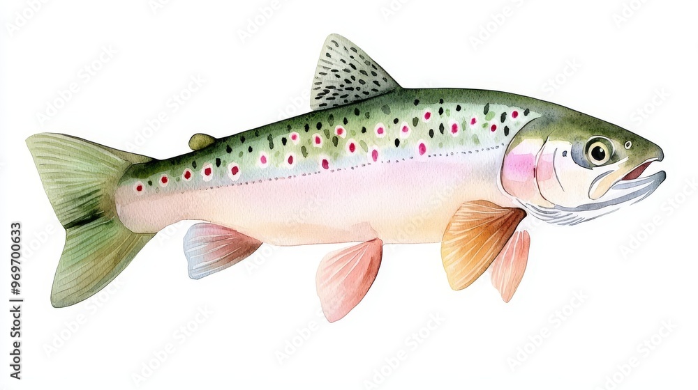 A vibrant illustration of a trout, showcasing its colorful spots and streamlined body, ideal for nature and fishing topics. A vibrant illustration of a trout, showcasing its colorful spots and streamlined body, ideal for nature and fishing topics.