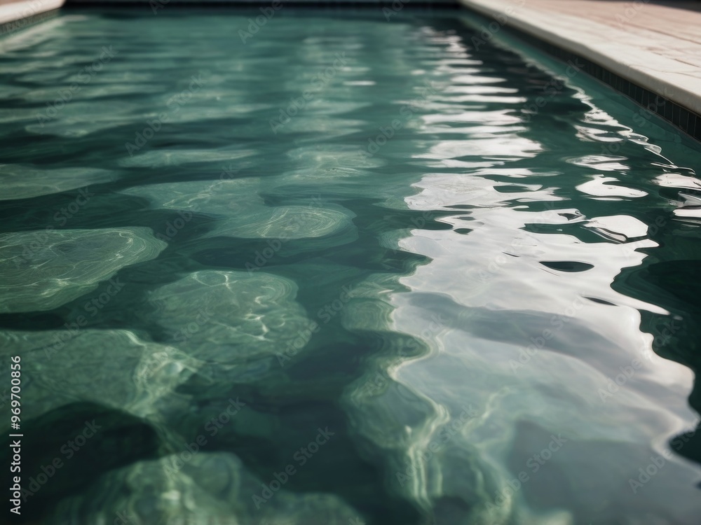 Obraz premium A pool with a green water and a white tile floor.