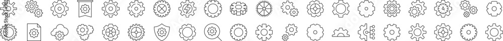 Pack of Mechanism and Settings Related Line Icons. Editable Stroke for Design, Web Sites, Apps, Cards. Contains Linear Images of Gear Pack of Mechanism and Settings Related Line Icons. Editable Stroke for Design, Web Sites, Apps, Cards. Contains Linear Images of Gear