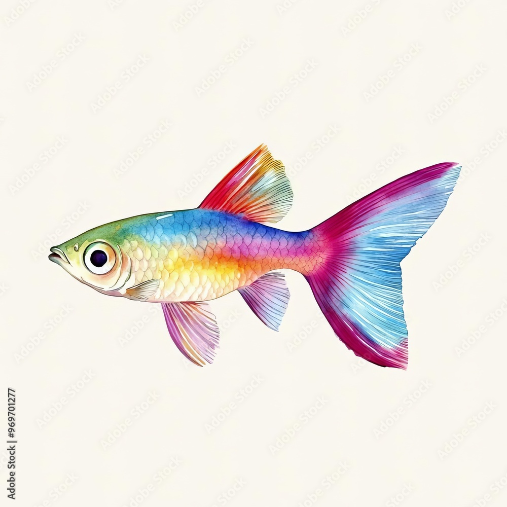 A vibrant and colorful illustration of a fish with stunning rainbow hues, perfect for creative projects and aquatic themes. A vibrant and colorful illustration of a fish with stunning rainbow hues, perfect for creative projects and aquatic themes.