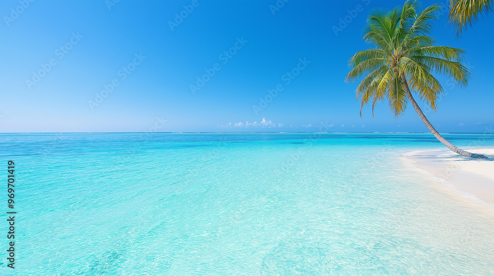 tropical paradise with palm trees white sand tropical paradise with palm trees white sand
