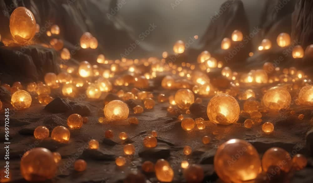 Glowing Orbs in a Dark Cave Glowing Orbs in a Dark Cave