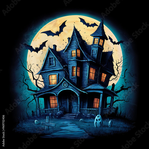 Haunted House clip art spooky details photo