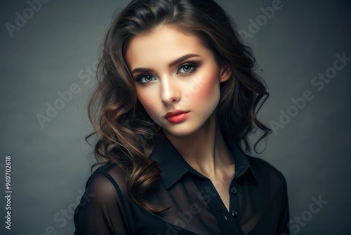 Beautiful portrait of a young elegant woman with long hair 