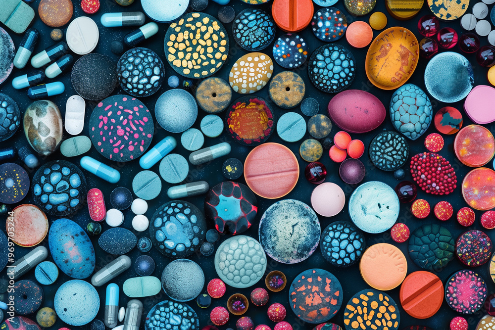 Medical Pills and Capsules with Texture Background Highlighting Clinical Precision and Pharmaceutical Diversity Medical Pills and Capsules with Texture Background Highlighting Clinical Precision and Pharmaceutical Diversity