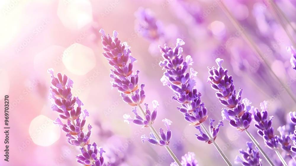 Close-up of vibrant lavender blooms, showcasing intricate details and textures against a soft background Close-up of vibrant lavender blooms, showcasing intricate details and textures against a soft background
