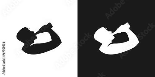 Man Bottle drink vector silhouette male beverage alcohol logo design