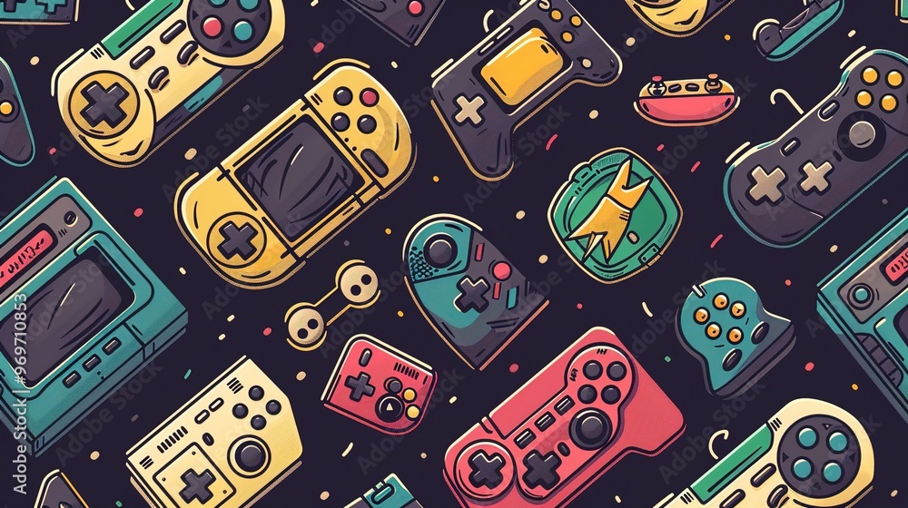 Retro gaming pattern wallpaper Retro gaming pattern wallpaper