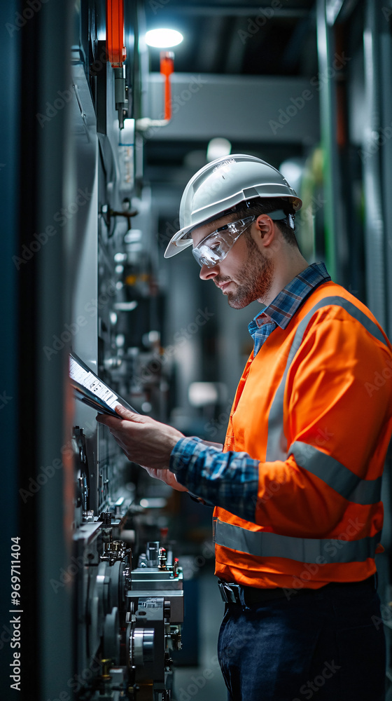 Engineer performing precision calibration checks on high-tech manufacturing equipment, focusing on detailed machinery and industrial technology in a professional factory environment
Engineer performing precision calibration checks on high-tech manufacturing equipment, focusing on detailed machinery and industrial technology in a professional factory environment