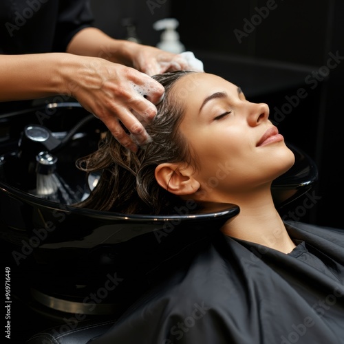 Wallpaper Mural Hairdresser washing woman's hair in hairdresser salon Torontodigital.ca