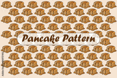 A pattern of many brown and white pancakes.