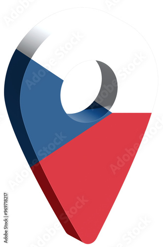 Czech Republic flag pin map 3d render geotag photo