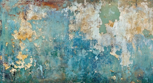 Abstract blue and green vintage wall texture.