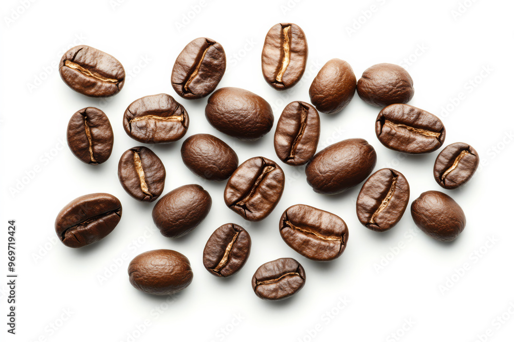 Close-Up of Freshly Roasted Coffee Beans on Clean White Surface Close-Up of Freshly Roasted Coffee Beans on Clean White Surface